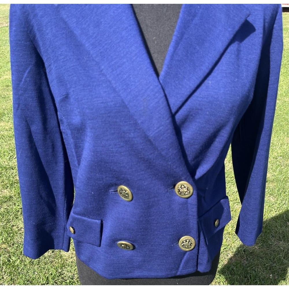 Vintage‎ Bobbie Brooks Blazer Womens Small Blue Cropped Double Knit Made USA 70s